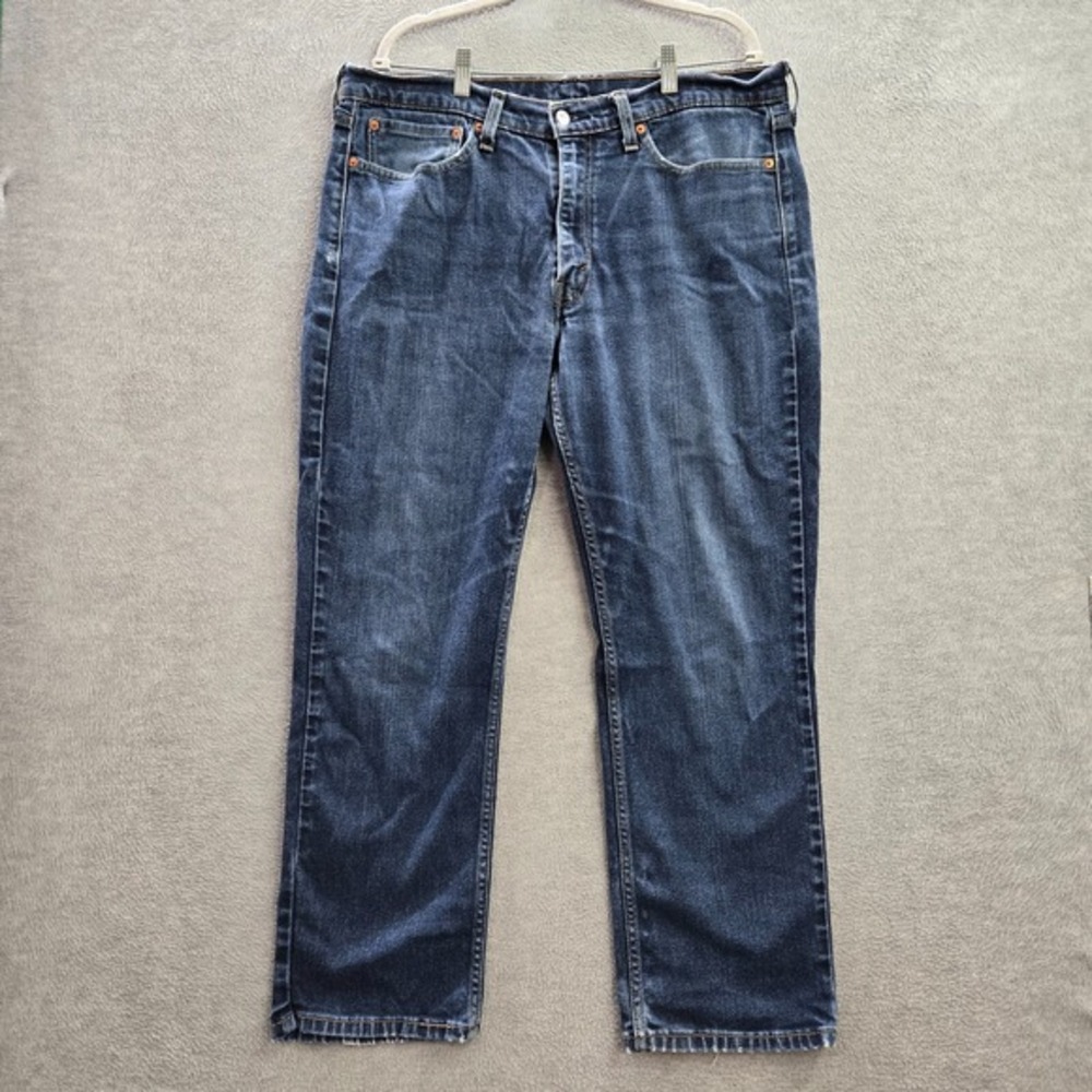 Levi's 514 Men Jeans W38 L30 Blue Denim Solid Cotton Polyester Straight